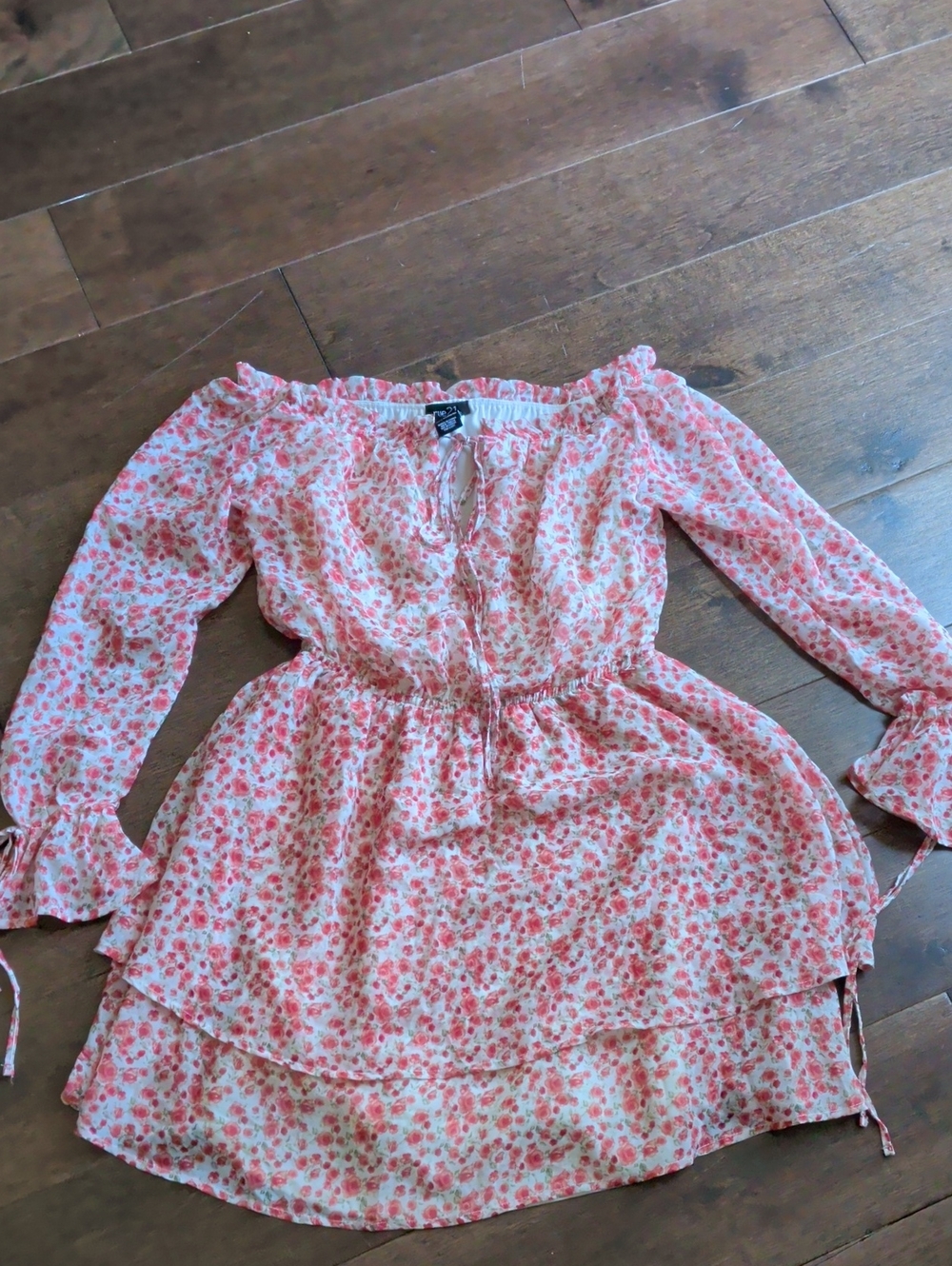 Rue21‎ Pink Floral Off-Shoulder Tiered Dress